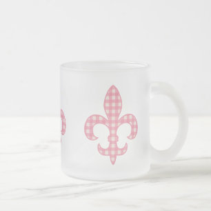 Café Vidro Jateado Caneca cor-de-rosa do guingão da flor de lis