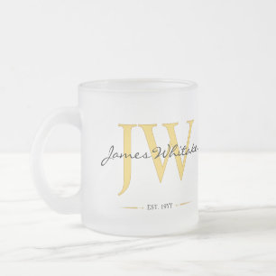 Café Vidro Jateado Caneca de Aniversário com Iniciais Personalizadas,