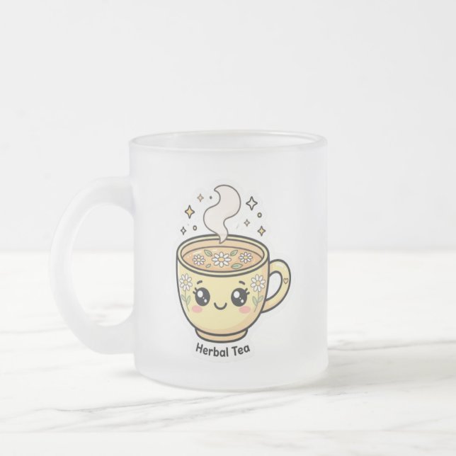 Café Vidro Jateado Caneca de Chá de Ervas Kawaii Fofa (Esquerda)