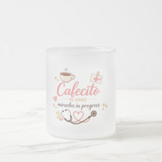 Café Vidro Jateado Caneca de Enfermeira Latina Cafecito na Mão Milagr