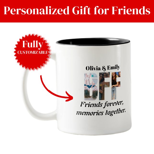 Café Vidro Jateado Caneca de Foto BFF – Presente Personalizado para A (BFF Photo Mug Personalized Gift for Friends)