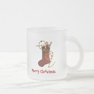 Café Vidro Jateado Caneca de Macaco de Choque de Natal