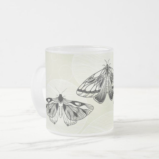 Café Vidro Jateado Caneca de Mariposas Geadas (Frente Esquerda)
