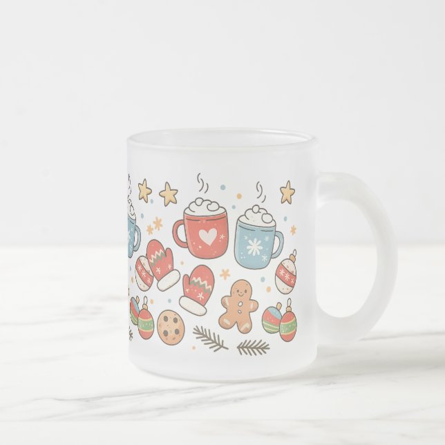 Café Vidro Jateado Caneca de Natal com Desenhos Fofos e Aconchegantes (Direita)