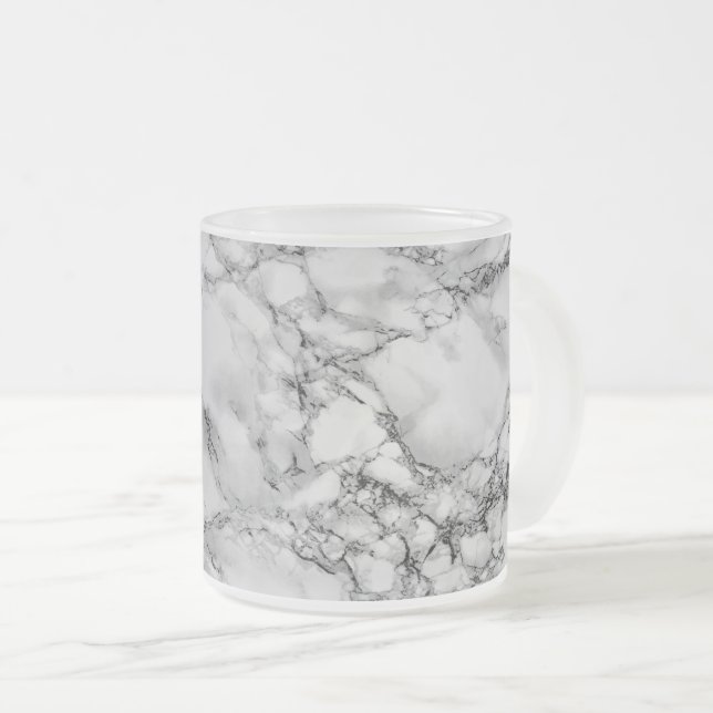 Café Vidro Jateado Caneca de pedra branca - Design moderna (Frente Esquerda)