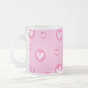 Café Vidro Jateado Caneca de Porcelana com Corações