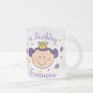 Café Vidro Jateado Caneca de Twincess do primeiro aniversario
