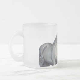 Café Vidro Jateado Caneca Equestre com Cavalo Branco para o Prato de 