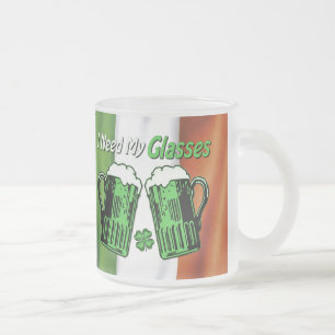 Café Vidro Jateado Caneca irlandesa da bandeira do dia de St Patrick