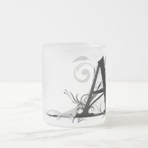 Café Vidro Jateado Caneca Monogrammed de "A" -