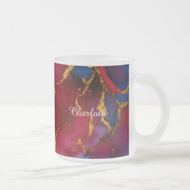Café Vidro Jateado Caneca Personalizada de Luxo com Padrão de Mármore (Direita)
