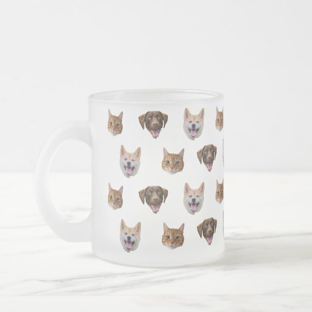 Café Vidro Jateado Caneca Personalizada, Gato De Cão, Presente Mãe (Esquerda)