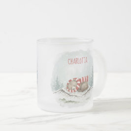 Café Vidro Jateado Caneca Urso de Inverno Personalizada – Design Anim