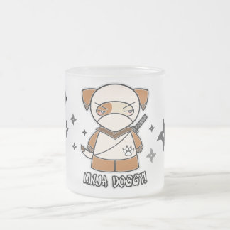 Café Vidro Jateado Doggy de Ninja! Com caneca de Shurikens