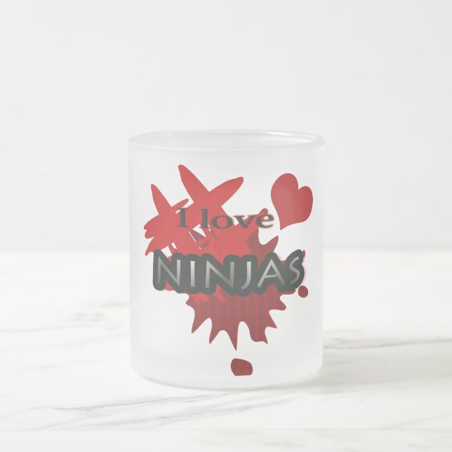 Café Vidro Jateado Eu amo a caneca de Ninjas (Centro)