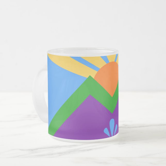 Café Vidro Jateado Fosco pequena caneca de vidro, bandeira dos Primav (Frente Esquerda)
