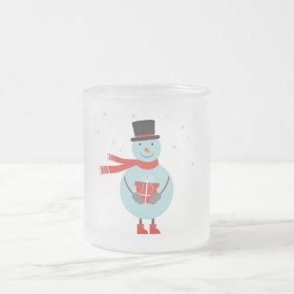 Café Vidro Jateado Mug com boneco de neve. Caneca de Natal.