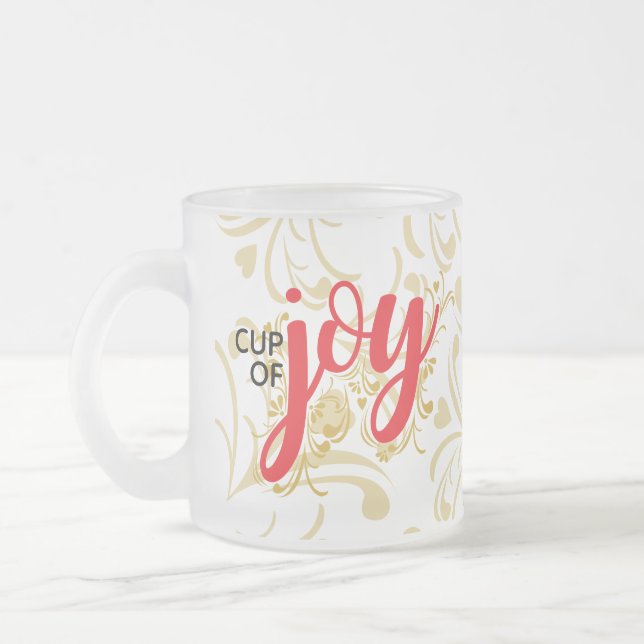 Café Vidro Jateado Taça de Joy Red e Dourada Caneca Personalizada (Esquerda)