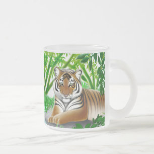 Café Vidro Jateado Tigre de Sumatran na caneca de bambu da selva