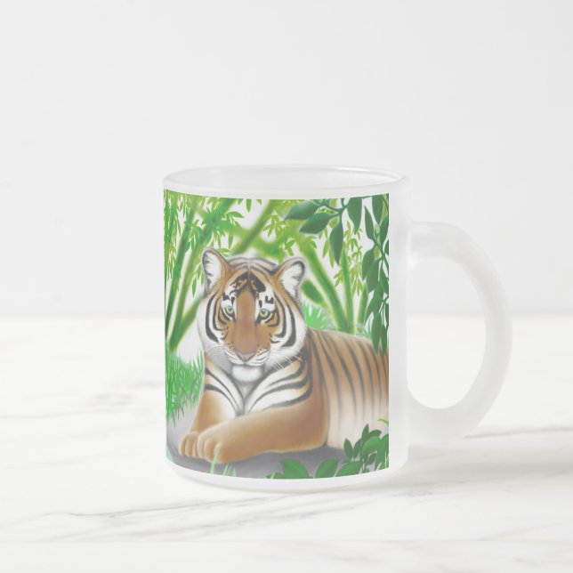 Café Vidro Jateado Tigre de Sumatran na caneca de bambu da selva (Direita)