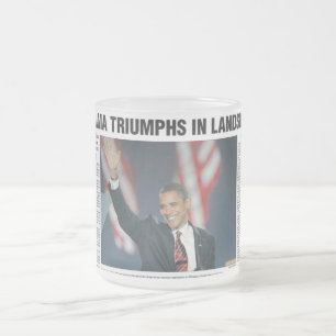 Café Vidro Jateado Triunfos de Obama na caneca do corrimento