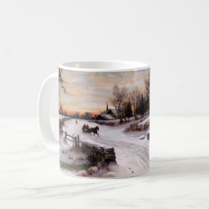 Café Vintage Winter Scene. Caneca de presente de Natal