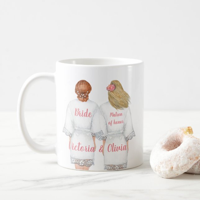 Café Você será minha madrinha de honra Caneca (Com Donut)