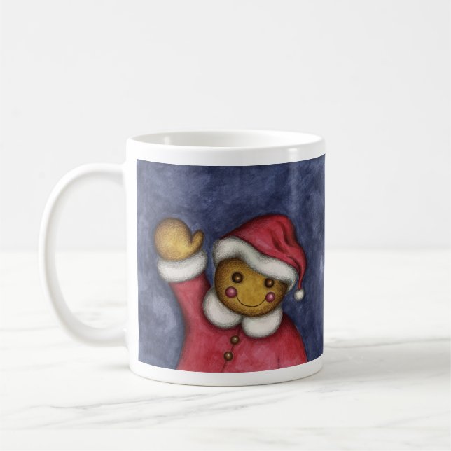 Café Waving Gingerbird Man Boy Papai noel caneca de Nat (Esquerda)