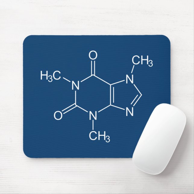 Caffeine Molecule Blue Mouse Pad (Com mouse)