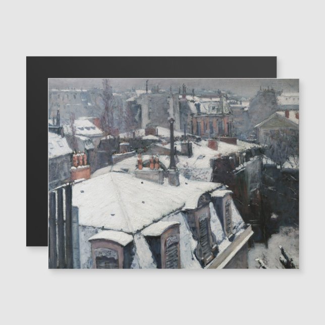 Caillebotte - Telhados na Neve Cartão Magnético (Frente/Verso)