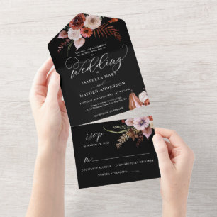 Cair Tudo Em Um RSVP Preto Floral Negro Moody Escu