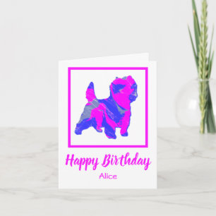 Cairn Terrier Pink Dog Engraçado Cartão de Anivers