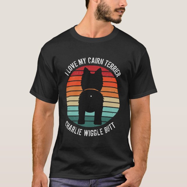 Cairn Terrier Retro Sunset Dog Bumbum T-Shirt (Frente)