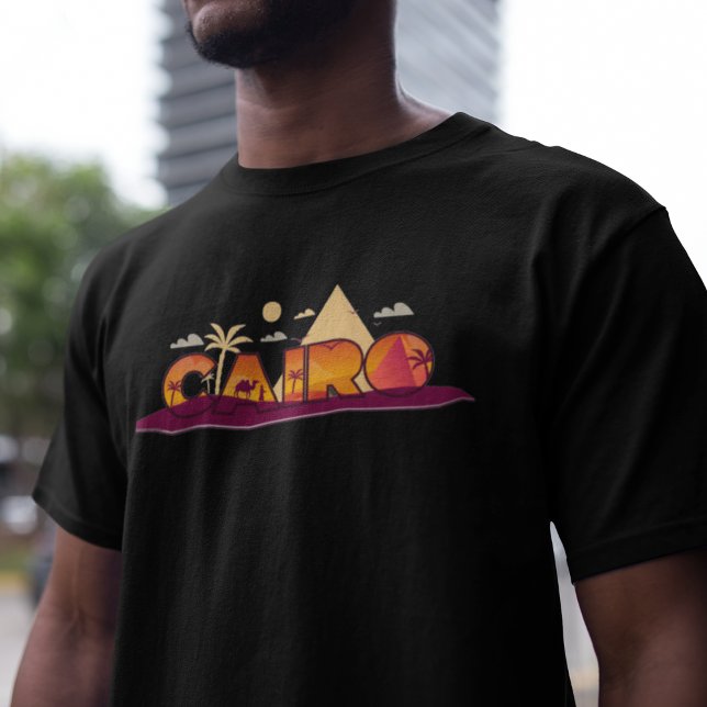 Cairo City Lettering With Camels T-Shirt (Criador carregado)