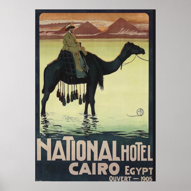 Cairo Egypt Vintage Pyramid Camel Poster (Frente)