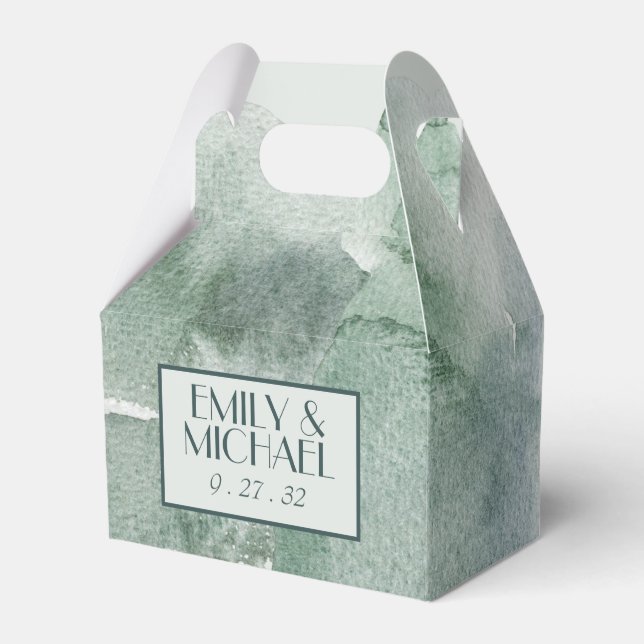 Caixa Abstrato Moderno Verde Moss Watercolo (Frente)