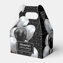 Caixa Chic de Balão Preto Cinza de Aniversário Obr