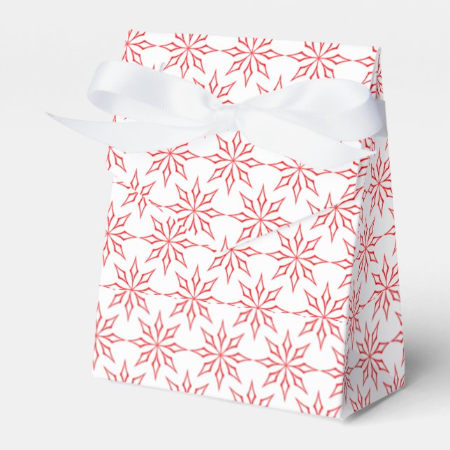 Caixa com flocos de neve vermelhos com fita (Frente)