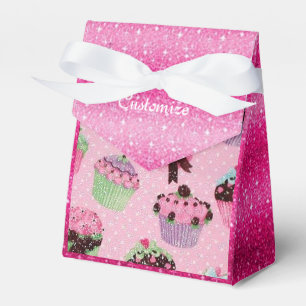 Caixa cor-de-rosa bonito do favor do cupcake do