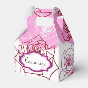 Caixa cor-de-rosa do favor do frontão dos rosas d