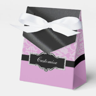 Caixa cor-de-rosa e preta personalizada 2 do favor