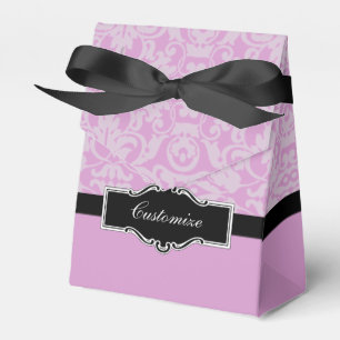 Caixa cor-de-rosa e preta personalizada do favor