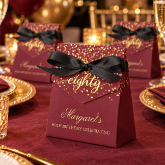 Caixa de Agradecimento Burgundy & Gold 80º Anivers