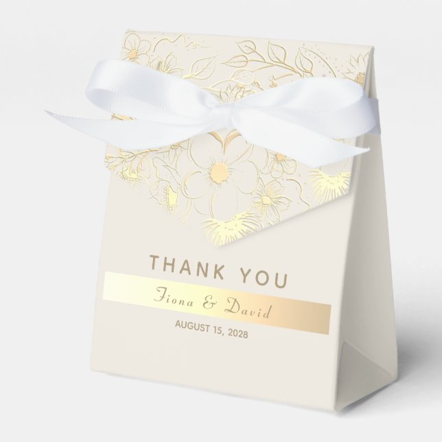 Caixa de Agradecimento de Casamento com Floral Dou (Frente)