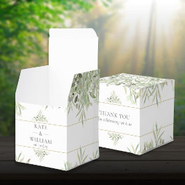 Caixa de Agradecimento de Casamento Folhagem Verde