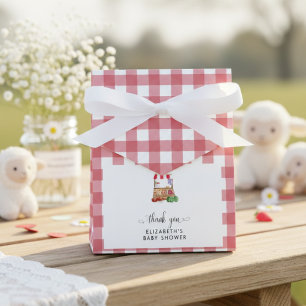 Caixa de agradecimento de chá de bebê em gingão ve