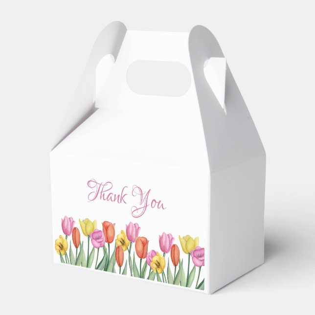 Caixa de Agradecimento de Tulipas em Aquarela (Frente)