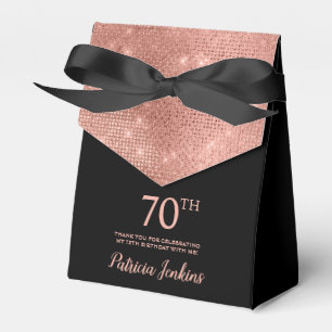 Caixa de Agradecimento Dourado Rosa de 70 Anos de 