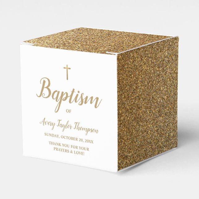 Caixa de Batismo com Glitter Dourado Falso Persona (Frente)
