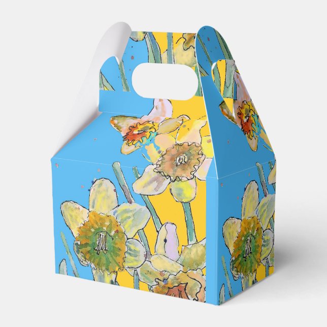 Caixa de Bolo de Aniversário com Pintura de Flor d (Frente)